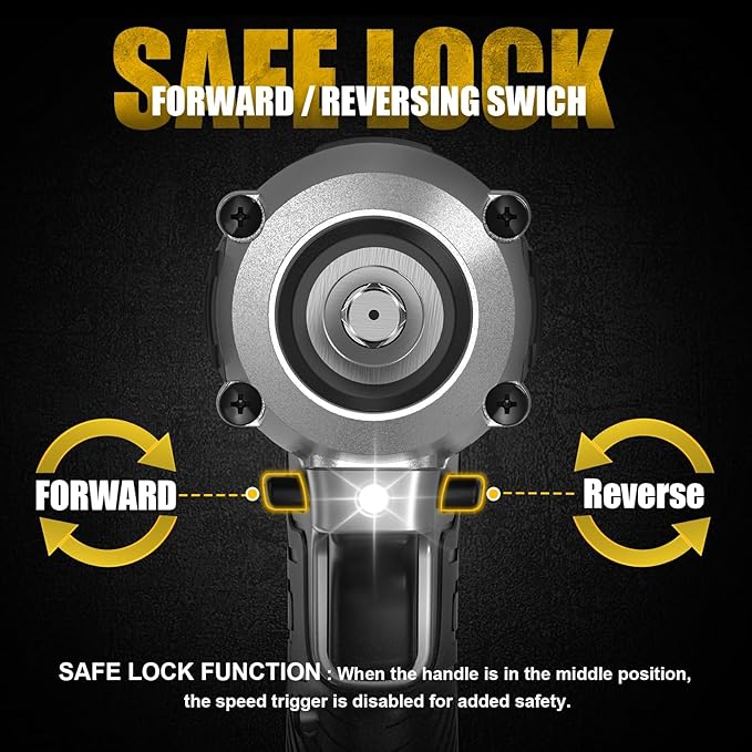 Cordless Impact Wrench for Dewalt Battery 250FT-LBS 3/8 inch 340N.m Compact Impact Gun Brushless Electric Includes LED Work Light - 2400RPM Light-Duty Impact Driver Wrench - No Battery