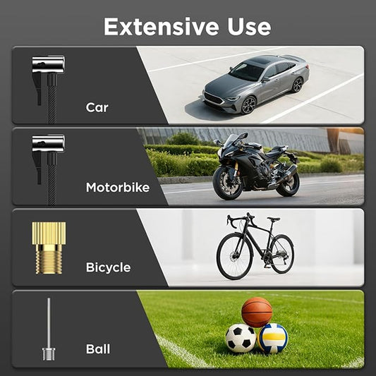 Tire Inflator Portable Air Compressor, Valentines Day Gifts, 150PSI Tire Inflator with LED Light & Safety Hammer & Seatbelt Cutter, Air Pump for Car Tires, Motorcycle, Bicycle, Ball