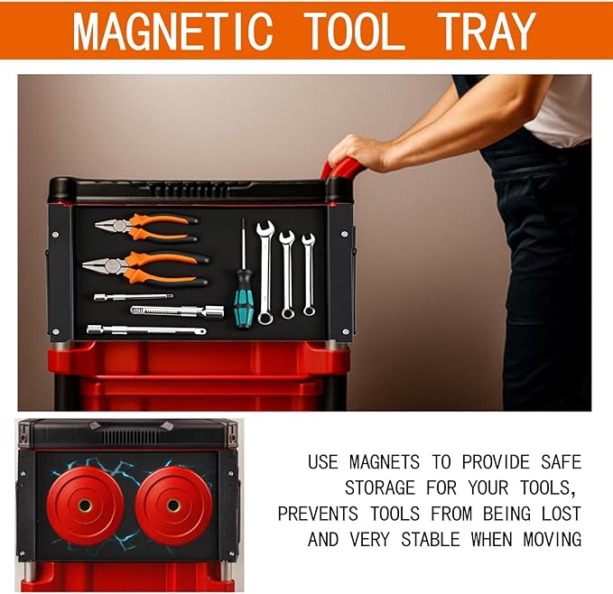 Folding Magnetic Table Compatible with Milwaukee Packout Toolbox Powerful Magnetic Tool Tray No Drilling Required