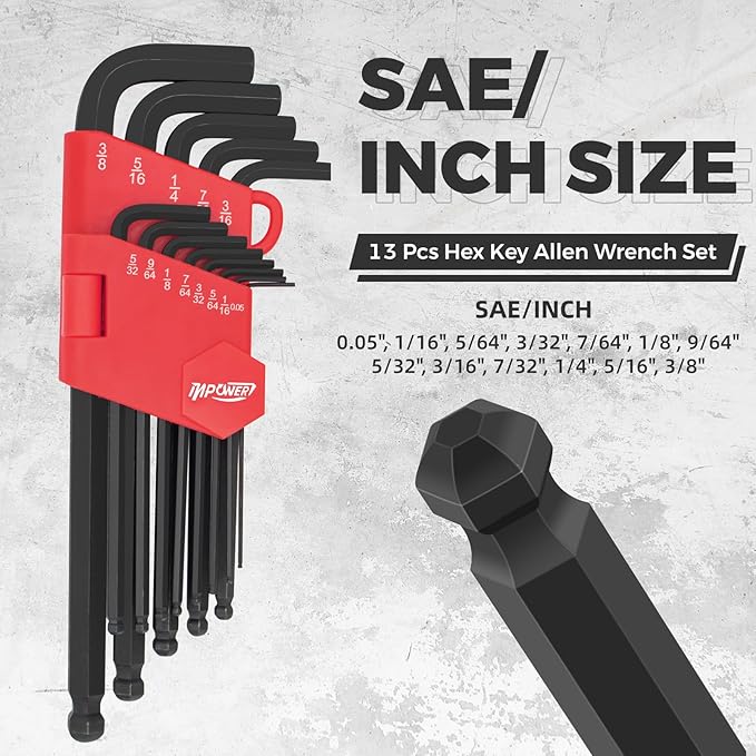 Allen Wrenches Set, 26pcs SAE and Metric Allen Key Set, Long Arm Ball End Hex Key Set Tools for Hex Head Socket Screws - 2 Sets