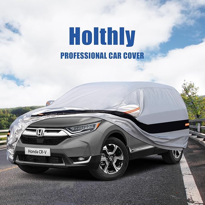 10 Layers SUV Car Cover Custom Fit for Honda CRV CR-V(2006-2025) Waterproof All Weather for Automobiles,Rain Sun UV Protection.Silver
