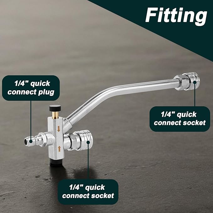 Dual Connector Lance Pressure Washer Foam Cannon, Power Washer Soap Attachment, Dual Lance Pressure Washer Wand with 5 Nozzles Tips, 1/4" Quick Connect