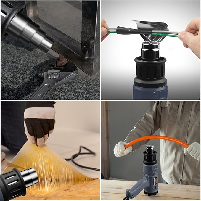 SEEKONE Industrial Heat Gun 1800W 122℉-1202℉(50℃-650℃) Variable Temperature Control with 2 Temp-settings, Overheat Protection, 4 Nozzle Attachments for Shrinking PVC, Bending Pipe, Removing Paint