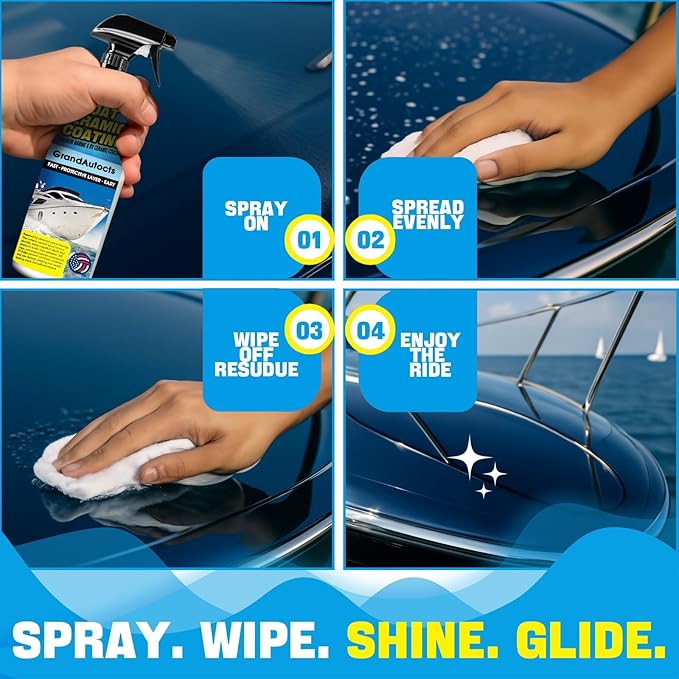 Marine Ceramic Coating For Boats - Rv Wax With Uv Protection For Fiberglass | Uv Damage Protection & Surface Enhancement | Boat Spray Wax， Boat Cleaner, Boat Accessories (2Pcs)