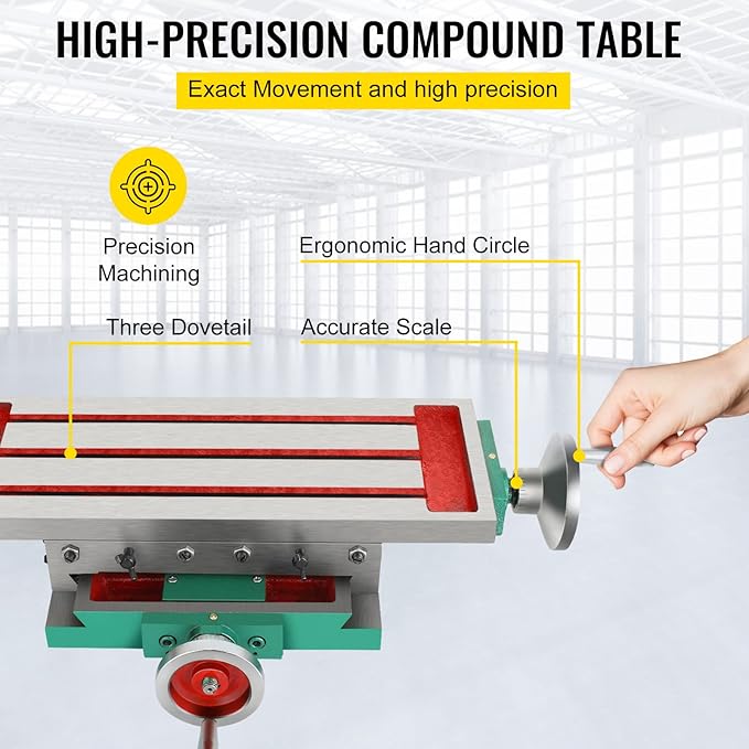 VEVOR Milling Working Table 17.7 X 6.7 Inch, Compound Milling Machine Work Table 2 Axis 4 Ways Move, Multifunction Milling Working Table Heavy-duty Structure,for Milling and Drilling Machine