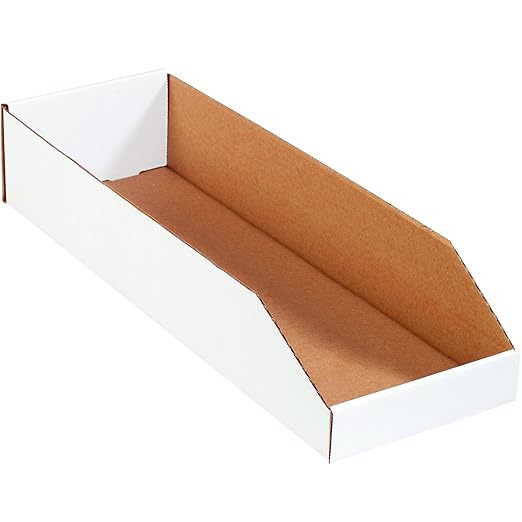 Box USA BBINMT824 Open Top Bin Boxes, 8" x 24" x 4 1/2", Oyster White (Pack of 50)