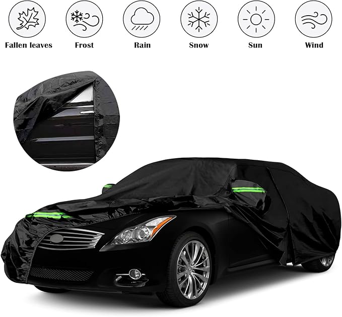 Waterproof Car Covers Replace for 2003-2015 Infiniti G35 G37 Coupe, 6 Layers All Weather Custom-fit Car Cover with Zipper Door & Windproof Bands for Snow Rain Dust Hail Protection (G35/G37 Coupe)
