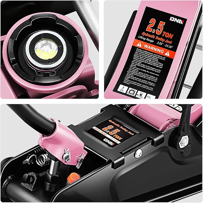 DNA Motoring Low Profile Hydraulic Trolley Service/Floor Jack, 2.5 Ton (5500 lbs) Capacity, Lifting Range 3.35"-15.16",Pink, TOOLS-00676-PK