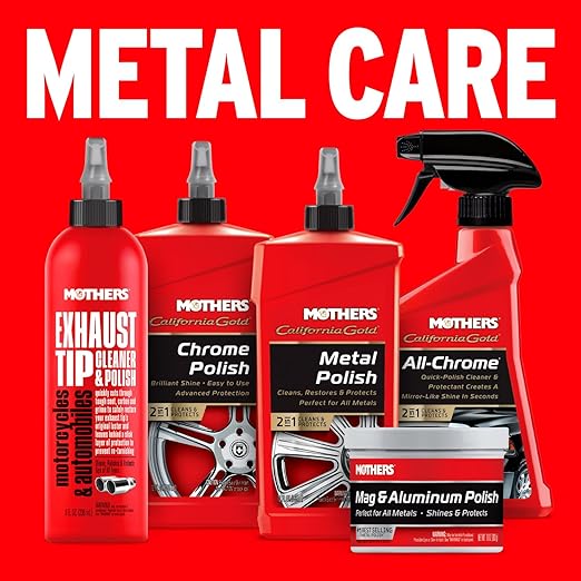 Mothers Mag & Aluminum Polish, 10 oz. – Brilliant Shine, Easy to Use, for All Uncoated & Unplated Metals Including Aluminum Wheels, Stainless Steel Trim and Exhaust Tips, Brass & More (05101)