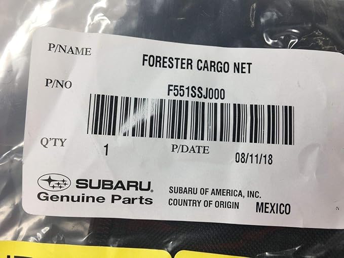 Subaru 2019-2024 Forester & 2025 Forester Wilderness Rear Compartment Cargo Net Black Mesh F551SSJ000 Genuine OEM