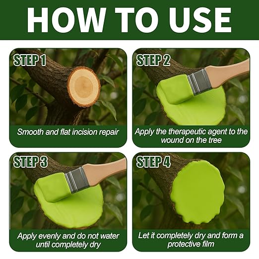 Tree Wound Sealer, 500g Tree Wound Dressing Grafting Wax with Brush, Rapid Protective Film Forming Pruning Sealant for Bonsai, Fruit Trees, Plant Repair, Grafting Paste Tree Paint Protection(17oz)