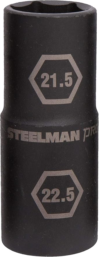 Steelman Pro 1/2-Inch Drive 6-Point Thin Wall 21.5mm x 22.5mm Double Ended Impact Flip Socket, Durable Corrosion-Resistant Steel, Laser-Etched Callouts