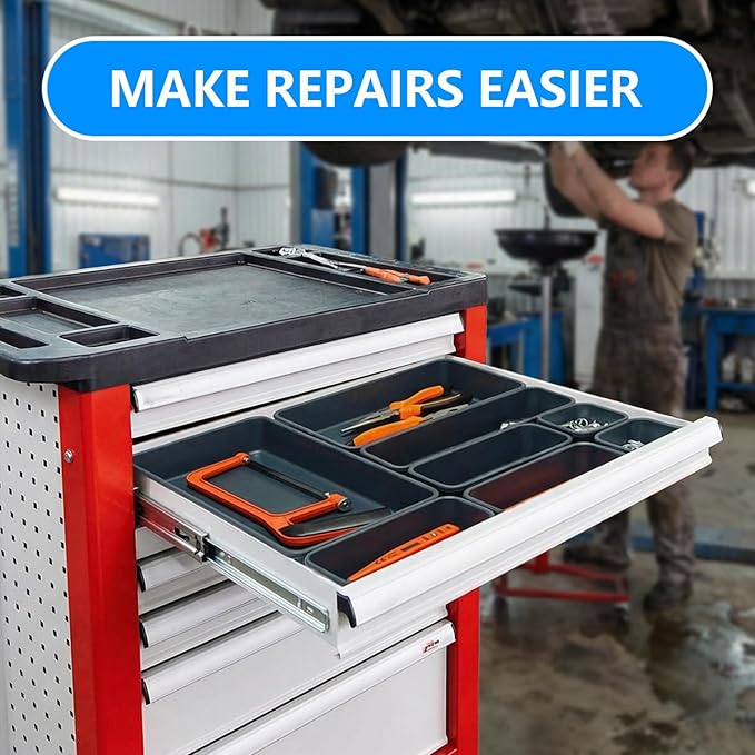 68PCS Tool Box Organizer, 5 Size Toolbox Drawer Organizer Tray, Desk Drawer Organizers, Garage Organization for Tool Chest Workbench Small Parts Widget