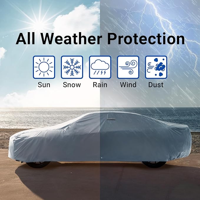 iCarCover Premium Car Cover for 1953-1967 Fia t 1100, 1200 Heavy Duty Waterproof All Weather Automobiles Custom Fit Full Exterior Indoor Outdoor UV Snow Rain Protection Covers (Stripe - Gray/Black)