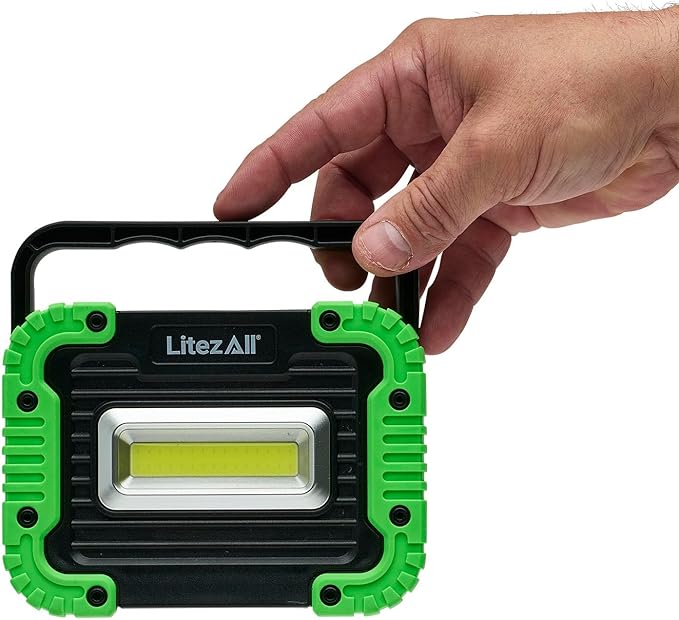 LitezAll 1000 Lumen Compact Kickstand Work Light, Ultra Bright LED Utility Light with Adjustable Stand for Garage, Job Site, Emergency, or DIY Use – Battery Operated and Portable