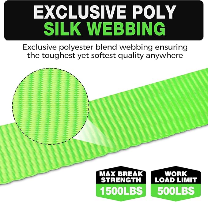 Retractable Ratchet Straps with Soft Loops(4 Pack)-(1,500lb Break Strength) -1 Inch x 12 Feet Heavy Duty Auto Self Retracting Tie Down Strap for Truck, Cargo Trailer, Motorcycle, Rad & More