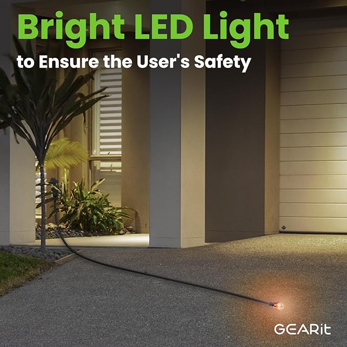 GEARit 25 Ft Extension Cords 16/3 Gauge 360° Rotating Plug Outdoor/Indoor SJTW 16 AWG 3 Prong Heavy Duty Power Cable 13A 125V 1625W for Lawn, Garden, Appliances Black