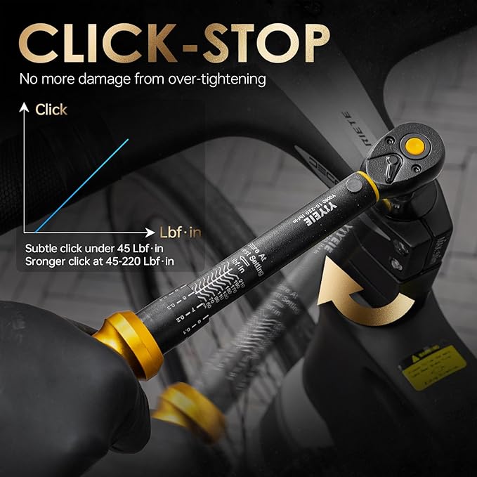 Upgrade 1/4" Drive Torque Wrench, 10-230 in.lb/1.1-26 Nm, Small Inch Pound Torque Wrench for Bike, MTB, Bicycle & Motorcycle, ±3% High Accuracy, with Easy-to-Use Locking Ring
