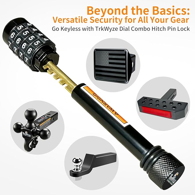 Keyless Combination Trailer Hitch Pin Lock for 2” & 2-1/2” Receivers, 5/8" Dia. 3-1/2" Span Locking Hitch Pin, Rust-Resistant Hitch Reciver Lock (Keyless1Pack)