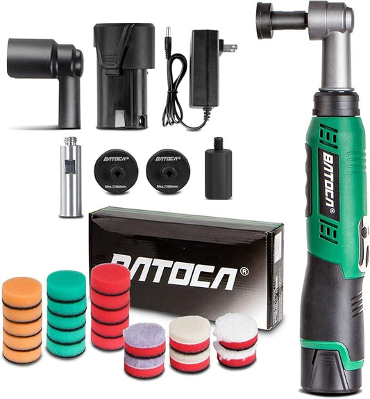 BATOCA S6 Mini Polisher Cordless Polisher for Car Detailing, 1x2.0Ah Battery, 0mm Rotary Polisher Car Buffer,1 Inch Micro Polisher with 6 Variable Speed 1000-5000 RPM for Car Polishing,Cleaning