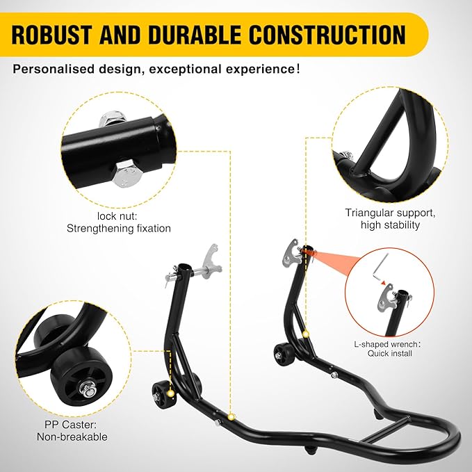 Nilight Universal Motorcycle Stand Lift 850lbs Front Rear Combo Stand Lift Stand Front Wheel Fork Stand Rear U+L Fork Swingarm Spool Stand for Most Yamaha Honda Kawasaki Suzuki Motorcycles
