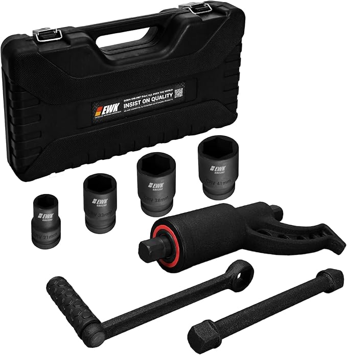 EWK 7-Piece 1" Drive Torque Multiplier Wrench Set, Heavy-Duty Lug Nut Remover with 21, 33, 38, 41mm Sockets for Semi Trucks, Buses, RVs, and Coaches