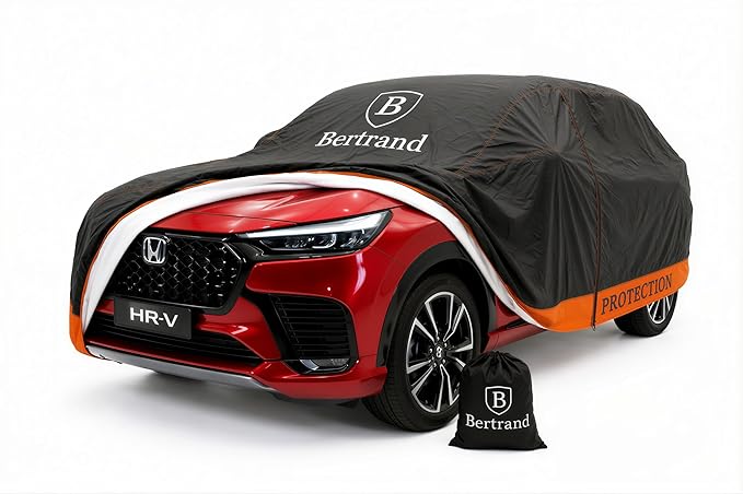 BERTRAND Premium SUV Car Cover (177x71 - Size S1) - Waterproof All Weather for Compact-Mid SUVs | Cotton-Lined with Full Zipper Access | UV Protection | Reduces Hail Impact
