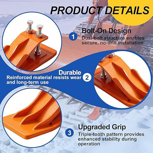 2Pcs Orange Tractor Bucket Edge Protector, Skid Steer Attachments with Upgraded 10mm Steel & Dual Bolt Lock for Snow Removal