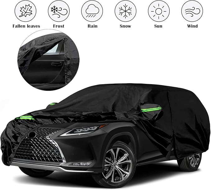 Waterproof Car Covers Replace for 2017-2025 Lexus RXL RX 350 L RX 450h L, 6 Layers All Weather Custom-fit Car Covers with Zipper Door & Windproof Bands for Snow Rain Dust Hail Protection (RXL)