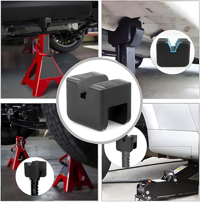 BELOMI Jack Stand Pads, 4 Pcs 3 Ton Jack Pad Adapter, Universal Rubber Slotted Frame Rail Pinch Welds Protector Pad for Jack Stand Support Lift, Car Accessories for Sedan, SUV and More