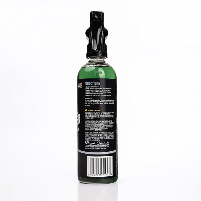Magic Finish Wheel Cleaner (16 fl oz) – Premium Wheel Cleaner Spray for Brake Dust and Grime with Fast Cling Formula – Car Cleaning Supplies for Chrome, Alloy, Painted Wheels & Powder-Coated Finishes