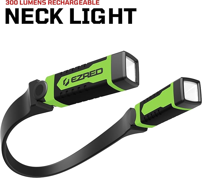 EZRED Anywear Rechargeable Neck Light for Hands-Free Lighting - NK15-GR Green, Perfect Light for Mechanics, Camping, Hunting, DIY Projects, Reading