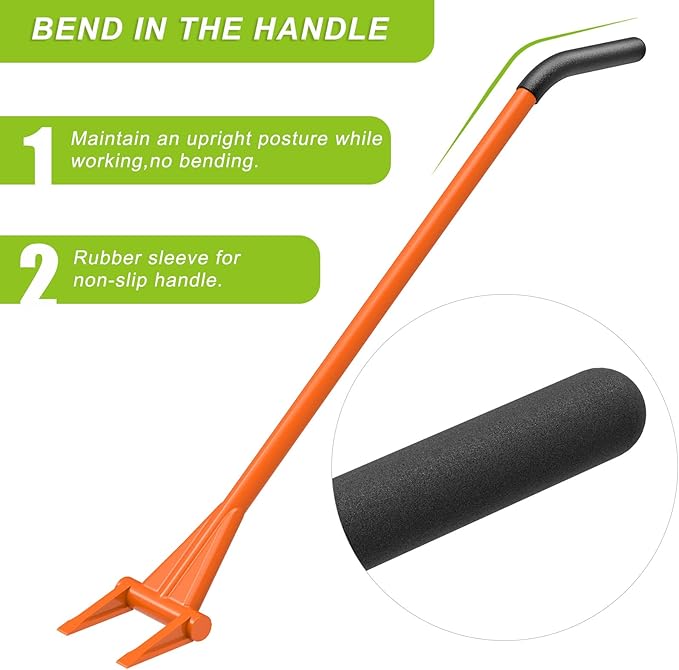 Dolibest 48'' Demo Bar 2-Tine Wrecking Bar, Heavy Duty Pallet Buster with Handle, All-Steel Handle Wrecking Pry Bar, Deck Board Removal Efficient and Effortless for Renovation and Construction