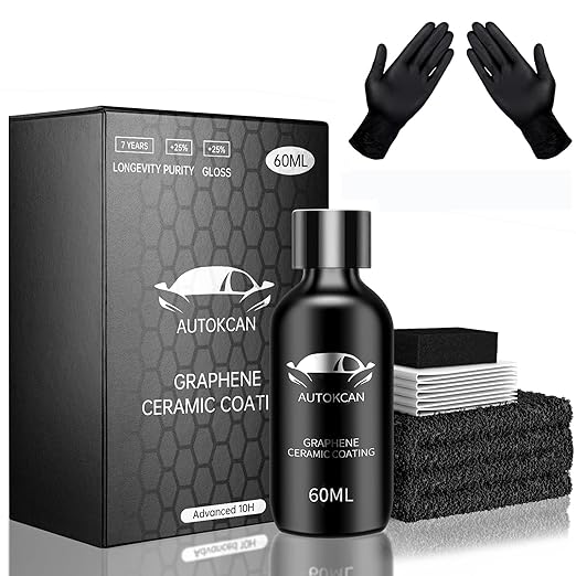 Graphene Ceramic Coating(60ML), 10H Ceramic Coating for Cars, High Gloss Anti-Scratch Nano Coat Kit Hydrophbic Mirror Paint Protection 3 Years Prorection