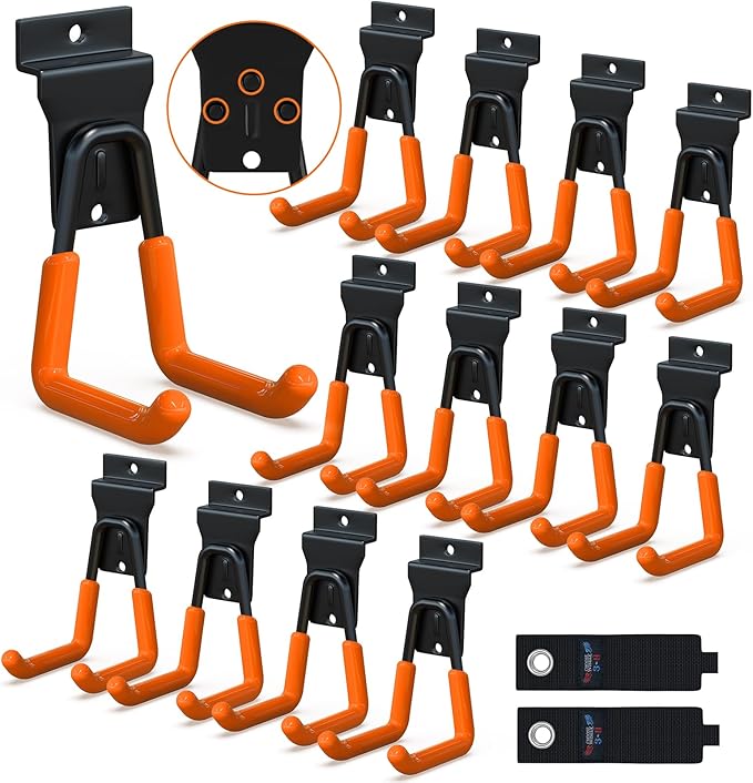 3-H Slat Wall Hooks 12 Pack 4.5 Inch U Shape,Heavy Duty Slot Board Hangers, Slat Wall Display Hooks for Garage Organization Retail Store Garden Tools Storage Panel Accessories (Orange)