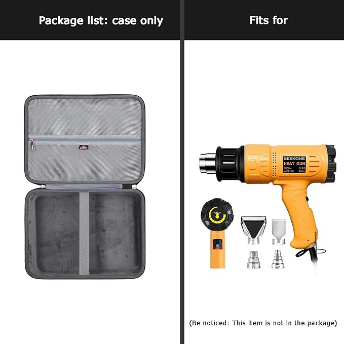 FBLFOBELI Hard Carrying Case Replacement for SEEKON/DIAFIELD/BLACK+DECKER/PORTER-CABLE Heat Gun Heavy Duty Hot Air Gun Kit Variable Temperature Control