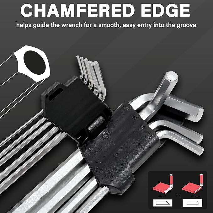 HAUTMEC Metric Allen Wrenches Sets, 9PCS L Shape Hex Key Set, CR-V Steel Allen Key Set, 1.5-10mm, Precise and Chamfered Tips, HT0221-SS