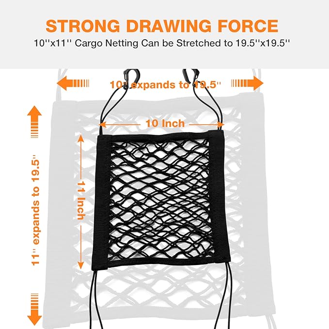 SARDVISA Upgrade Cargo Net for Motorcycle Helmet Storage, 10"X11" High-Elastic Double Layer Bungee Net with 4 Strong Hooks, Luggage Strap Rack Expansion Organizer Net Pocket for Motorbike Trike Cycle
