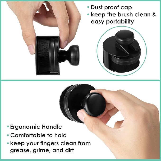 Dreyoo 2 Pack Car Tire Shine Applicator, Auto Detail Brush, Portable Car Tire Brush with Seal Cover Design, High Density Soft Detailing Bristles for Vehicles Wheel Shine Polish Wax Applicator (Black)