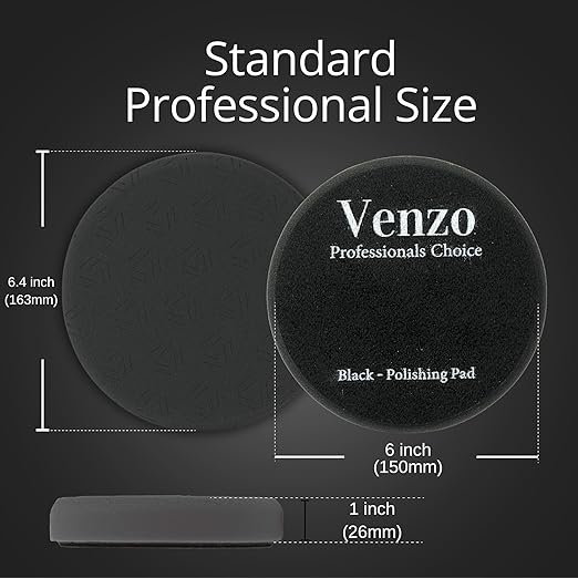 6 Inch Black Polishing Buffing Pads, 3 Pcs Foam Pads for 150mm Backing Plate, Polishing Sponge Pads for Car Buffer Polisher – Compounding, Waxing Pads for RO/DA/GA Car Polisher