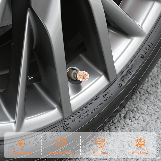 JUSTTOP 4 Pack Handmade Crystal Rhinestone Car Tire Valve Stem Caps, Car Wheel Tire Valve, Attractive Dustproof Bling Car Accessories, Universal for Cars, Trucks and Motorcycles-Orange