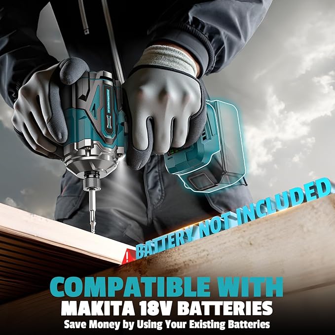 Cordless Impact Driver 1/4" Compatible with Makita 18V Battery (Bare Tool), 2800 In-lbs Brushless Impact Drill, 3900 RPM Compact Driver Tool for Home Projects, Auto-Stop & LED Light