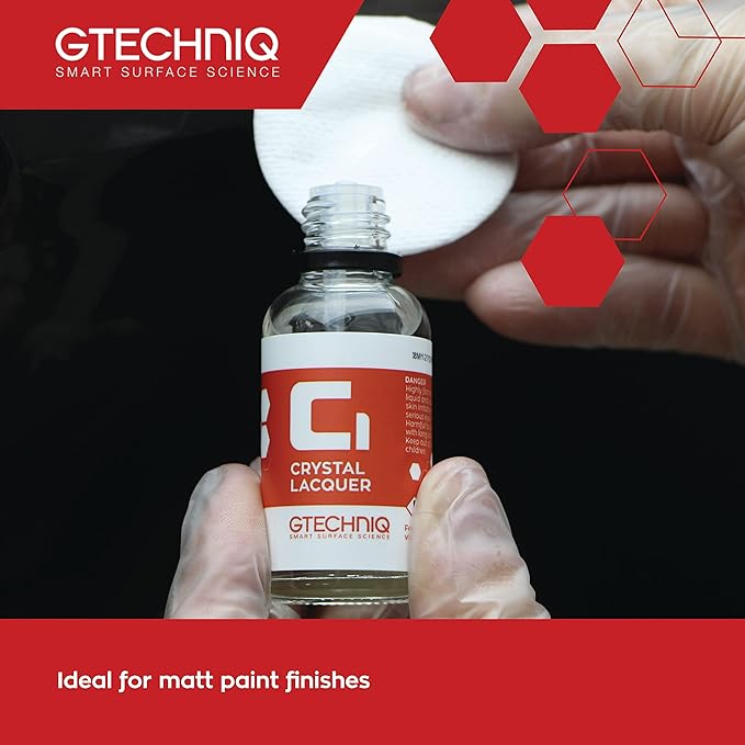 Gtechniq C1 Crystal Lacquer Ceramic Coating for Cars, 1 fl oz | High Shine Crystal Clear Finish, Prevents Minor Scratching, Easy to Apply, Ideal for Matte Paint Finishes, Up to 5 Years Durability