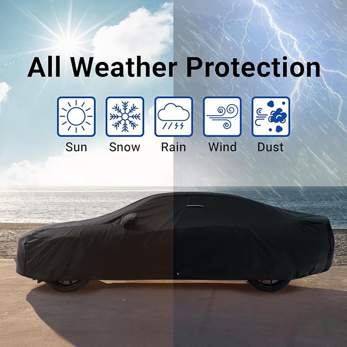 iCarCover Fits [1989-2025 Mazda Miata MX-5] Premium Custom Car Cover Waterproof All Weather Resistant Outdoor Indoor Sun Snow Storm UV Protection Form-Fit Padded Cover with Straps - Black/Gray