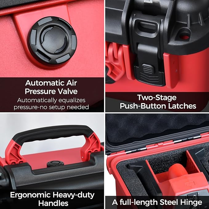 Case for Milwaukee M12 2475-20 Compact Inflator – Waterproof Hard Shell Air Pump Storage Box with Shockproof Foam, Fits Tool, Battery & Charger – Dustproof Heavy-Duty Carry Case (Case Only)