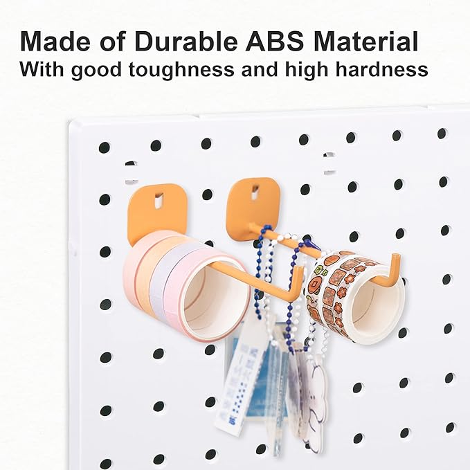 8Pcs Pegboard Wall Organizer Panels, White Pegboard Wall Mount for Craft Room, Garage, Kitchen, Living Room, Bathroom, and Study Room, Peg Boards for Walls Easy to Install