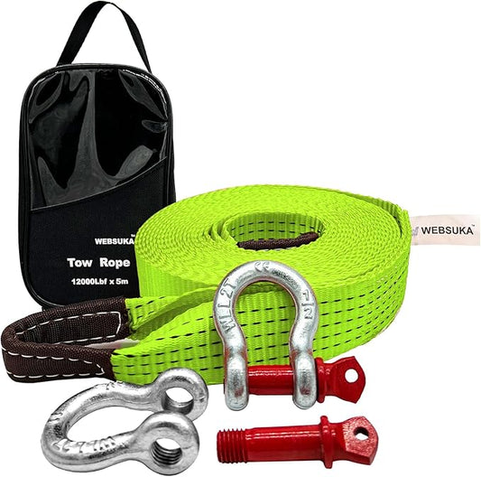 Heavy Duty Tow Straps Recovery Kit 3" x 26ft, 35000 lbs Break Strength,Heavy Duty Tow Strap with D-Ring Shackles for Truck, Jeep, SUV, ATV Tow 2" x16ft-12000lbs