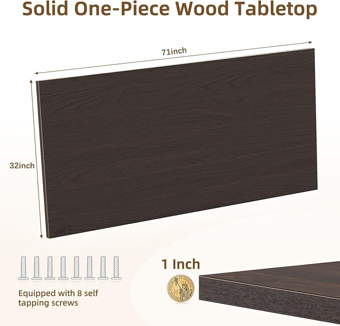 Universal Solid One-Piece Wood Table Top, 71"x32"x1" Workbench Top - Rectangular Particle Board for Standing Desk, Home Office Desk Countertop DlY, Washer Dryer, Coffee, Bar Tabletop