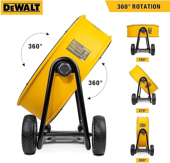 DEWALT Drum Fan High-Velocity Industrial, Drum, Floor, Barn, Warehouse Fan, Heavy Duty Air Mover with Adjustable Tilt & Large Wheel, 24", Yellow DXF2490