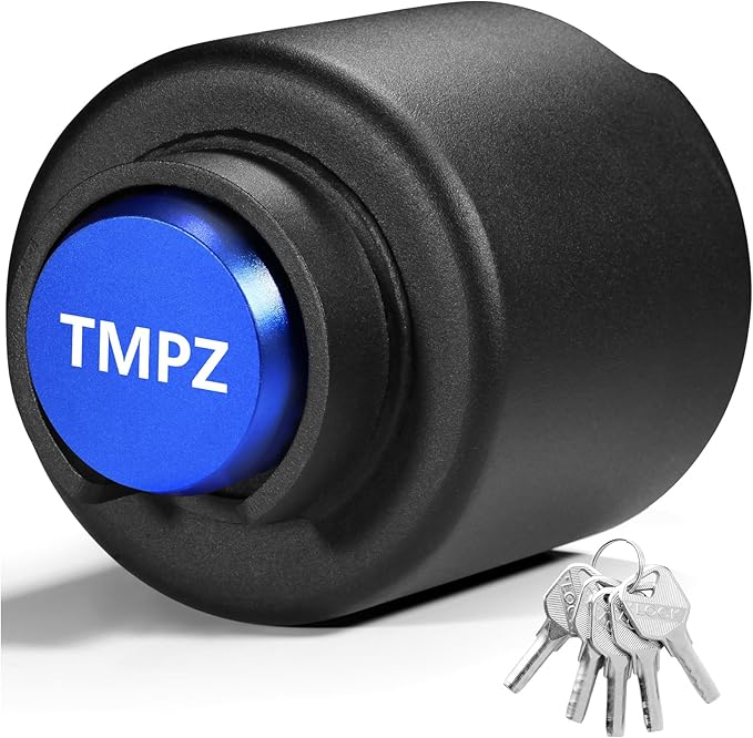 TMPZ Upgraded Heavy Duty Steel Trailer Hitch Lock for 2-5/16 Inch Couplers – Coupler Lock Secures Safety Chains, Anti-Theft Weatherproof Protection for RV, Boat, Camper & Utility Trailers (Blue)